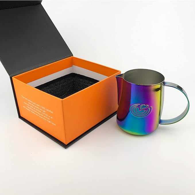 Barista Swag Curved Body Coffee Milk Frothing Cup for Espresso Machines Latte Art 500ml Steaming Pitchers (Mirror Multicolor)