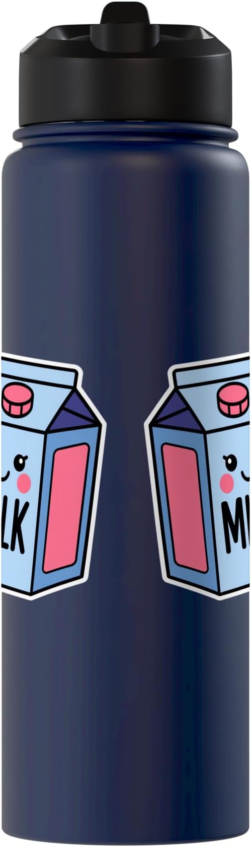 Milk Carton Kawaii Cute Smiling Milk Stainless Steel Insulated Water Bottle