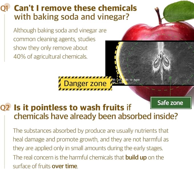 Renovera Fruit & Vegetable Wash | 1 Bottle Lasts 1 Year, Gentle Enough for Baby Food, Single Ingredient, Removes Residues, Calcium Helps Keep Produce Fresh 20x Longer