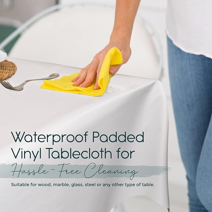 Quality Table Pad Protector, Superior Protection from Spills, Scratches & Heat - Reusable Table Cloth with Cushion Flannel Backing (140" L x 54" W)