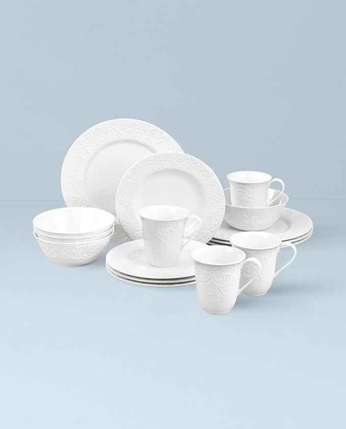 Lenox 851746 Opal Innocence Carved 16-Piece Dinnerware Set