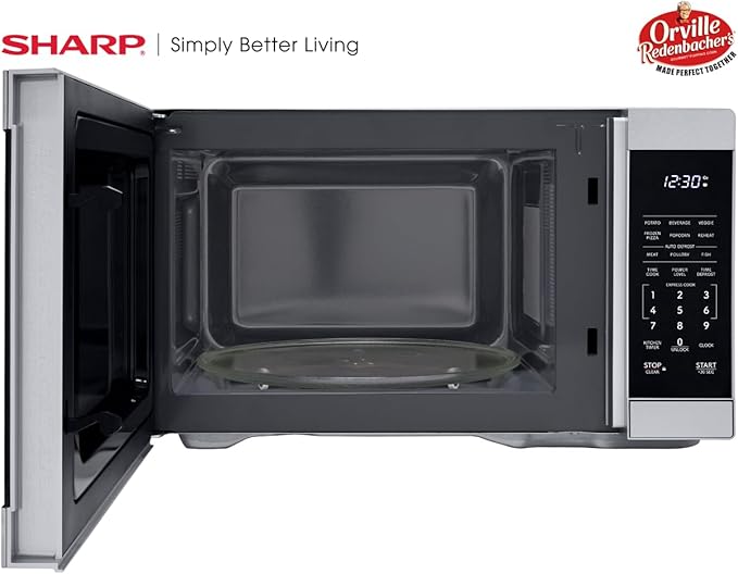 SHARP Countertop Microwave Oven with Removable 12.4" Carousel Turntable, 1000 Watt, 1.1 Cubic Feet, Stainless Steel