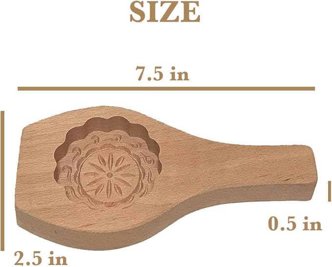 Killer's Instinct Outdoors Carved Round Wooden Mould Press Mooncake Mold Middle Eastern Cookie & Cake Mold 2-1/2" Diameter 1/2" Depth Maamoul Cookie Spoon
