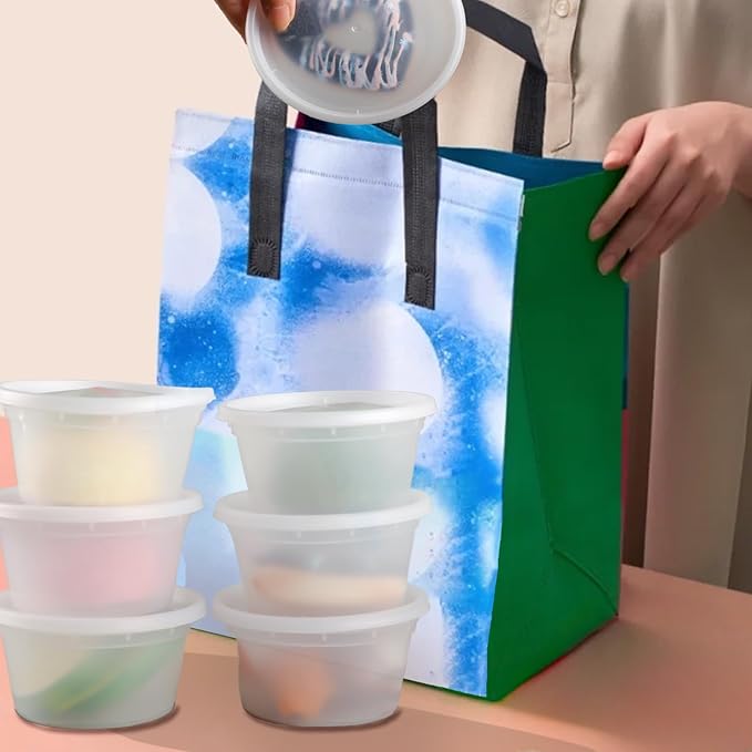 Deli Food Containers with Lids 12 oz-20 Pack Meal Prep Containers Food Storage Containers with Lids Stackable, Leakproof, BPA Free, Microwave Dishwasher Freezer Safe for Takeout Meal