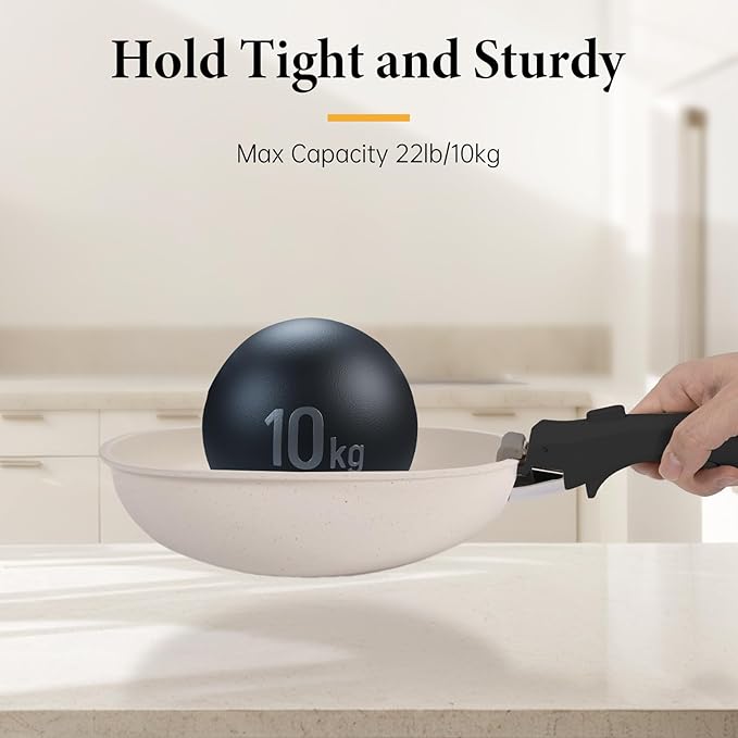 Removable Pot Handle, Universal Pan Handle, Replacement for Pots and Pans, Fits All Cookware, Includes Spoon Rest, Durable & Heat-Resistant, Black - Gray