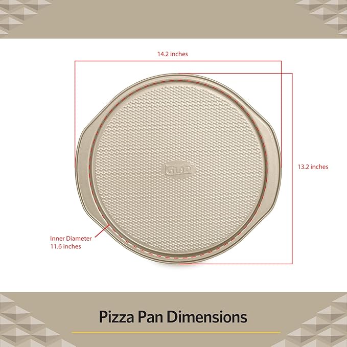 Glad Nonstick Large Pizza Pan for Oven | Round Baking Tray Textured Cooking Sheet Crisper Premium Bakeware Series for Home Kitchen (Pack of 6)