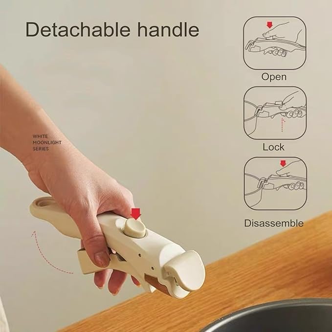 Removable Handle for Pots and Pans, 1 Pack Universal Detachable Handle Cookware Replacement for All Cookware (Beige White)