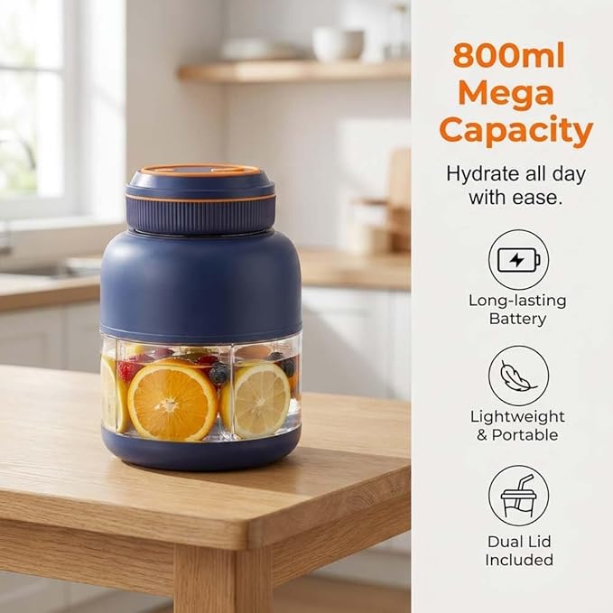 Portable Wireless Juicer Cup, 44oz Personal Blender for Shakes and Smoothies, USB-C Rechargeable Cordless Travel Blender with Leakproof Drinking Lid, BPA-Free Cup for Gym Office Outdoor (White-45 Oz)