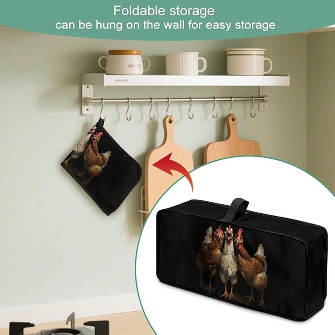 Chicken Toaster Cover 2 Slice Black Cover for 2 Slice Slim Toaster, Easy to Fold and Carry Machine Washable Dust Covers for Kitchen Appliances