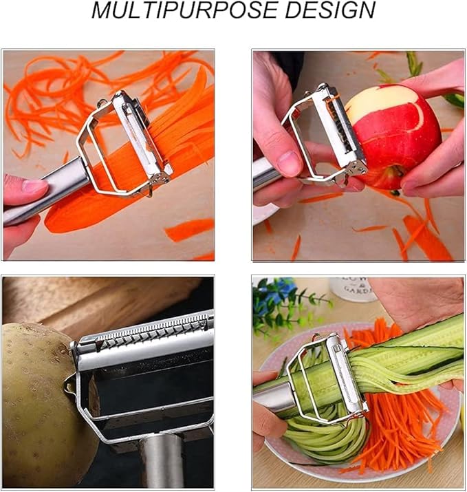 1 pcs cooler depot Vegetable Peeler, Julienne Vegetable Peeler, Stainless Steel Multifunctional peeler scraper,Shredder, Double-Sided Blade Potato Peelers for Carrot Cucumber Apple Veggie Fruit