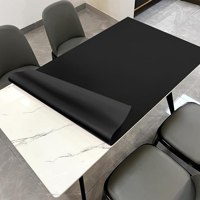 Dining Table Protector - 42x88 Inch Waterproof Easy to Clean Can Conceal Flaws Protector The Table Top from Scratches Used for Dining (Black+Black 42x88)