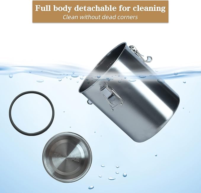Tanjiae Compact Stainless Steel 100% Airtight Canisters Sets for Small Kitchens | Metal Food Storage Containers with Lids Sealed - Keep Flour, Sugar, Coffee, Tea Fresh for Months (18+35+56 fl oz)
