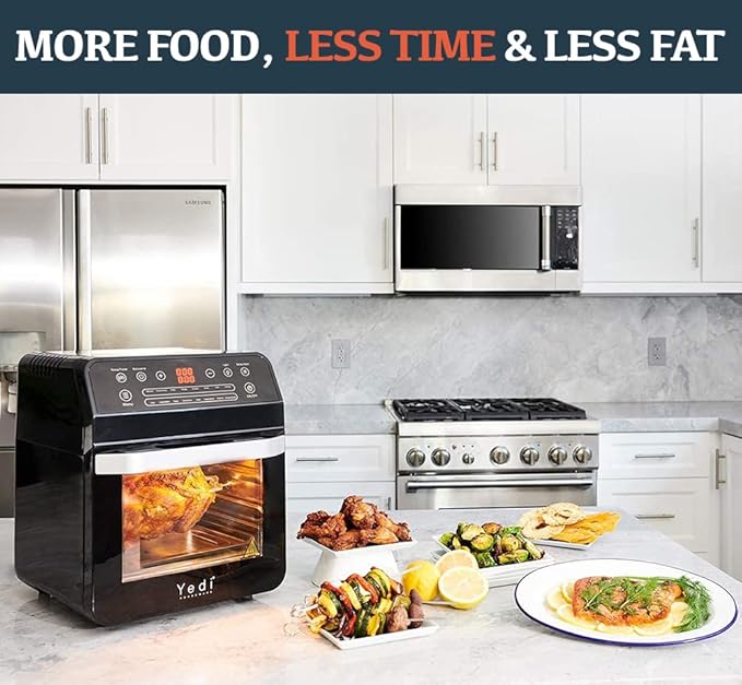 Yedi HOUSEWARE Total Package Air Fryer Oven XL, 12.7 Quart, Deluxe Accessory Kit, Recipes, BPA-Free, Auto Shutoff, Black