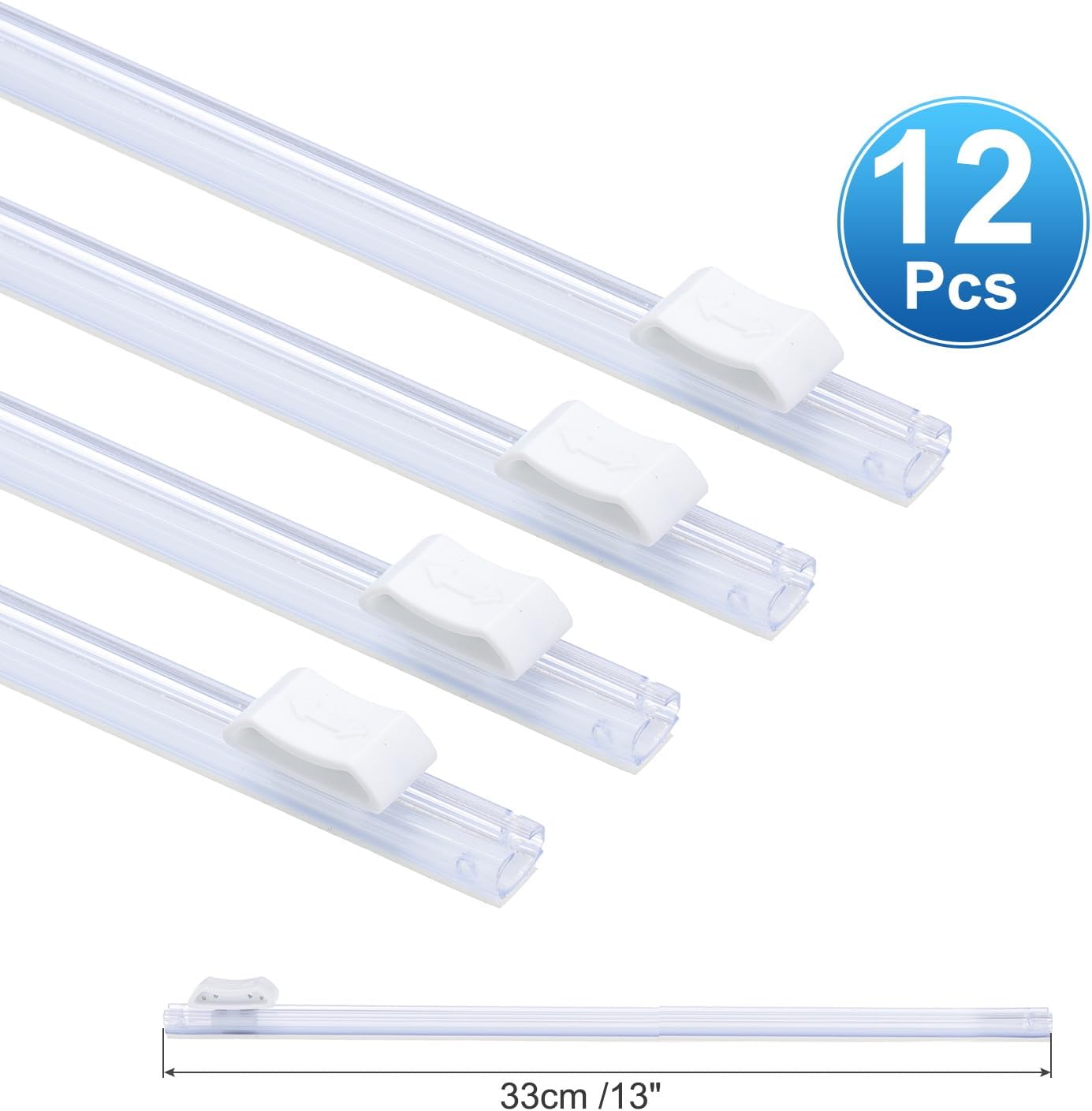 PATIKIL 12pcs Plastic Wrap Cutter, 13in Plastic Wrap Slide Cutter Self Adhesive Installation Replacement for Aluminum Foil Wax Paper Parchment Paper Wrap Dispenser, White