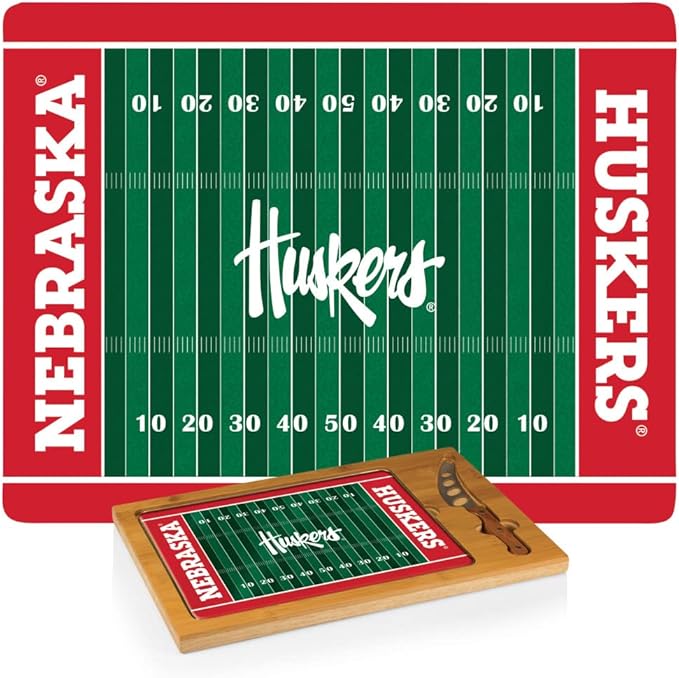 PICNIC TIME NCAA Icon Glass Top Cutting Board & Knife Set, Cheese Boards Charcuterie Boards, Serving Platter, (Parawood & Bamboo)