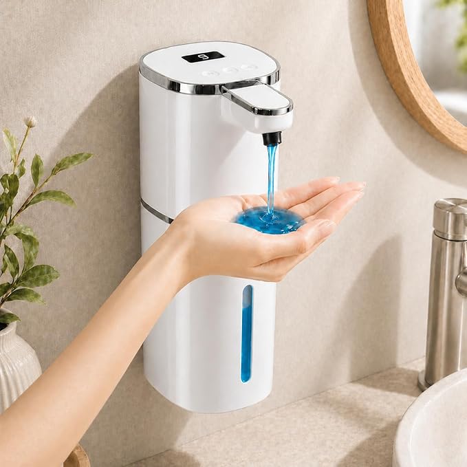 Automatic Liquid Soap Dispenser, 9 Adjustable Levels, 380ml/12.8oz, Touchless Hand Soap or Dish Soap Dispenser,IR Sensor & Display,Wall-Mount or Tabletop Use for Bathroom Kitchen