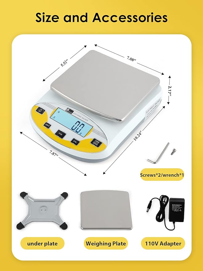 CGOLDENWALL Precision Lab Scale 5000gX0.01g Analytical Electronic Balance Digital Laboratory Scale Precision Jewelry Scales Kitchen Weighing Electronic Scales 0.01g Calibrated 110V (5000g, 0.01g)