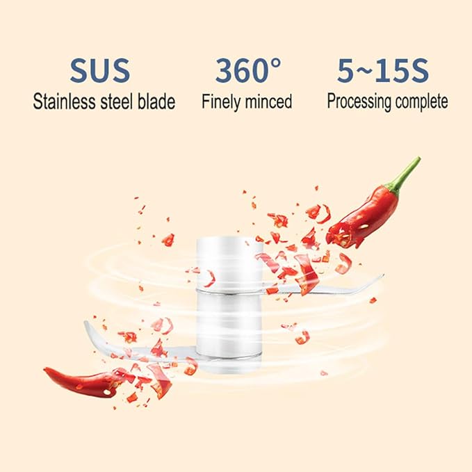 Electric Mini Food Chopper Portable Waterproof Small Garlic Press Chopper Blender Spice Grinder Mincer Processor with USB Charging for Pepper Ginger Onion Chili Pumpkin Veggies Nuts Meat 250ML (Pink)