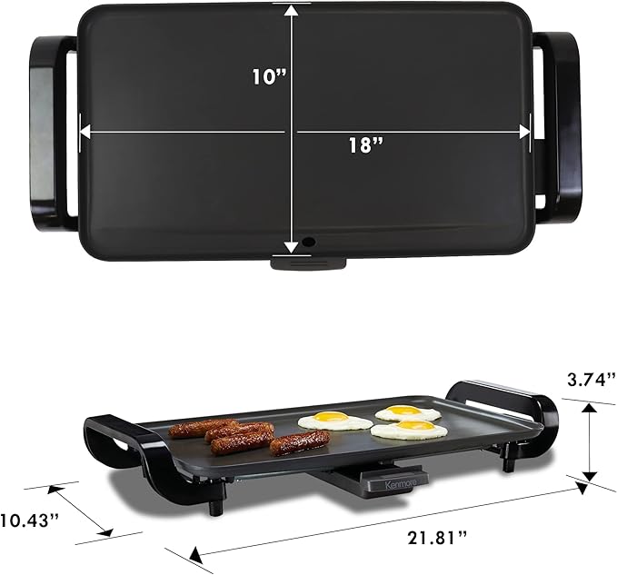 Kenmore 88916 10" x 18" Non-Stick Electric Griddle in Gray
