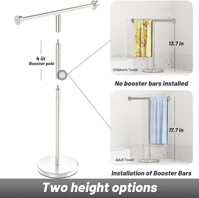 VEHHE Paper Towel Holder Countertop ＆ T-Shape Hand Towel Holder, Height-Adjustable