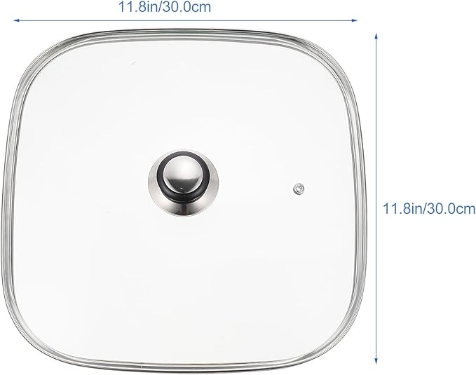 UPKOCH 12.2 Inch Tempered Glass Kitchen Pot Lid with Handle and Steam Vent Practical Replacement Cover for Electric Hot Pot Skillet Cast Iron Pan Cookware for Home and Restaurant