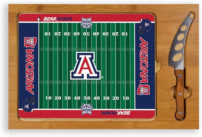 PICNIC TIME NCAA Icon Glass Top Cutting Board & Knife Set, Cheese Boards Charcuterie Boards, Serving Platter, (Parawood & Bamboo)