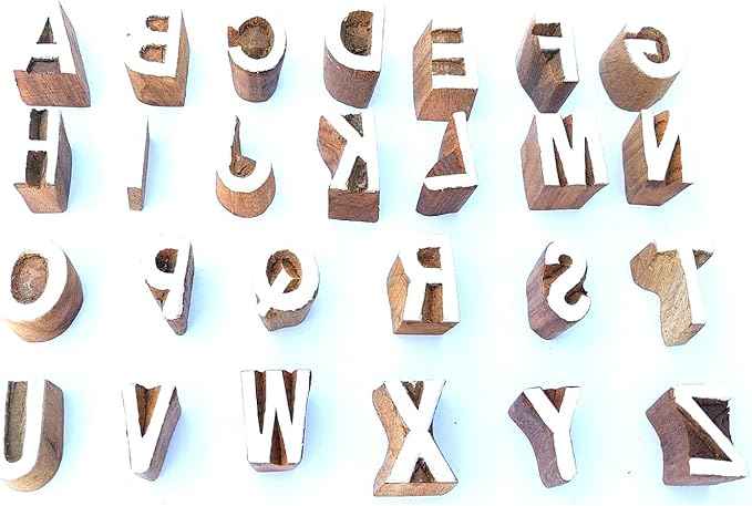 Royal Kraft Alphabet Wooden Block Printing Stamps (Set of 26) Bulk01_25H