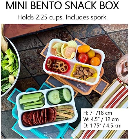 Snack Containers - SMALL Bento Lunch Boxes for Kids Girls Boys | MINI Leak-proof Box, Portion Container for School | Blue Navy Aqua Orange 4 Pack