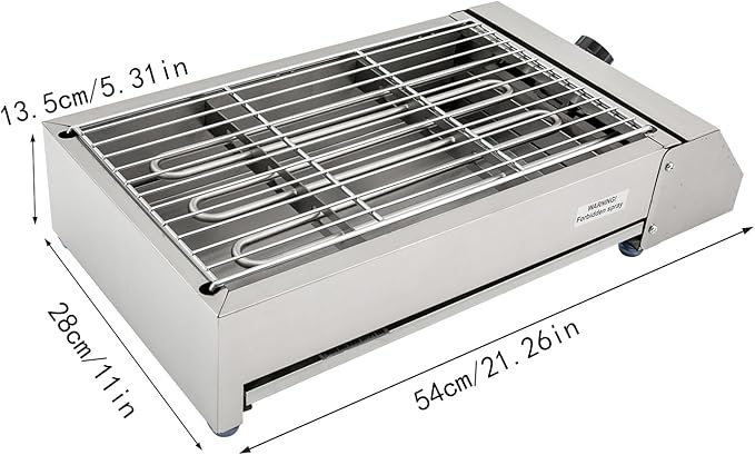 Electric Grill Griddle, Commercial Electric Indoor BBQ Grill with Temperature Control to 572°F, Removable Grill and Griddle Plates, Portable Stainless Steel Barbecue Oven Grill