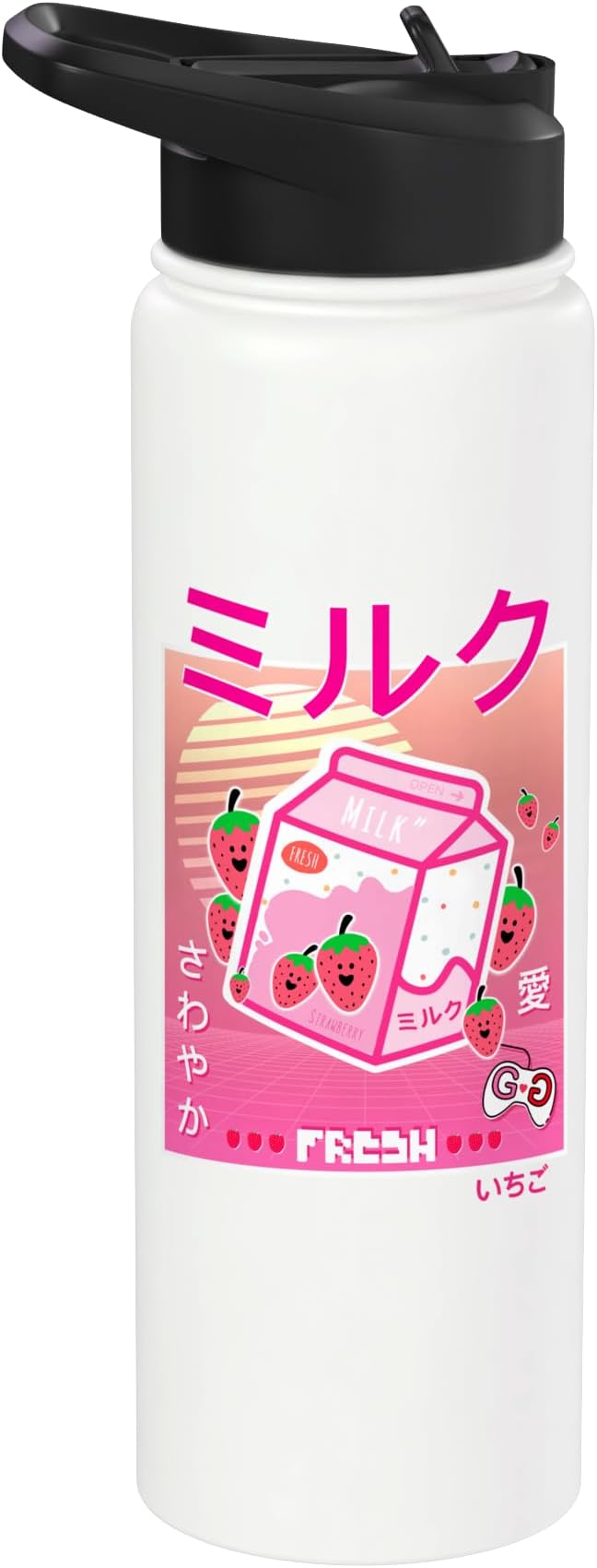 Strawberry Milk Carton Kawaii Pink Aesthetic Otaku Japanese Stainless Steel Insulated Water Bottle