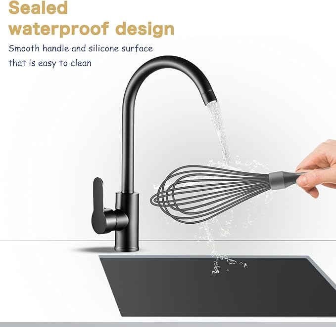 Dishwasher Safe Whisk, Professional Whisks For Cooking Non-Scratch, Stainless Steel & Silicone Wisk, Plastic Rubber Whisk Tool For Nonstick Cookware Pans, Heat Resistant Whisk 12-Inch, Grey