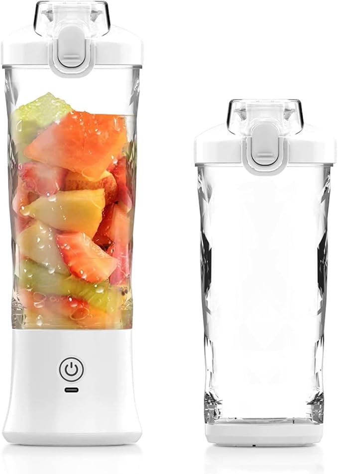Compact Personal Blender, Travel Blender with 600ml USB C Rechargeable Mini Juicer Cup RGB Light for Travel