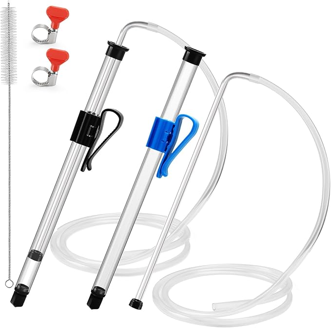 3/8" Auto Siphon Beer Bottle Siphon Pump Wine Siphon Regular Siphoning Kit Transfer Pump for Gallon Jugs, Wine, Beer, Mead, or Kombucha with 5Ft Clear Silicone Hose (2 Pcs)