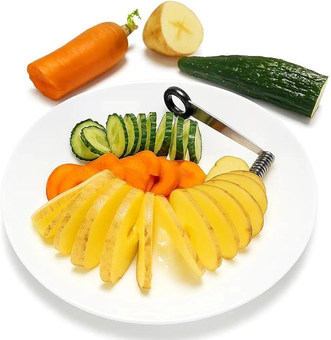 Piranha Spiral Cutter, 2025 Stainless Steel Spiral Cutter for Veggies, Kitchen Spiralizer Tool for Cucumber, Potato, Carrot and More