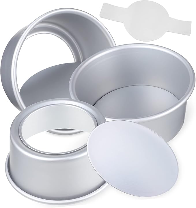 SHOWERORO 1set Baking Set Round Cake Molds Parchment Liners Easy Demold Cake Tin Set Multi-functional for Cheesecakes Mousses