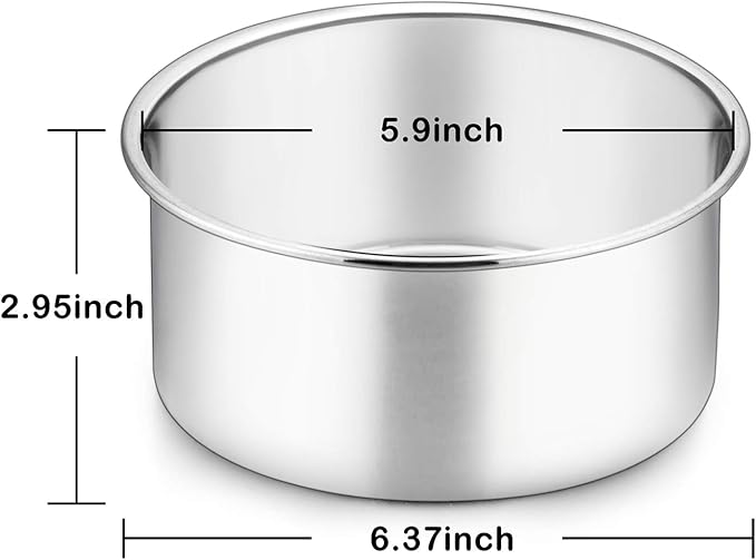 P&P CHEF 6 Inch Cake Pans Set, Round Baking Pan Stainless Steel Layer Birthday Wedding Cake Oven Pans, Non Toxic & Heavy Duty, Deep Side & Mirror Finish, Dishwasher Safe, (3Pcs)
