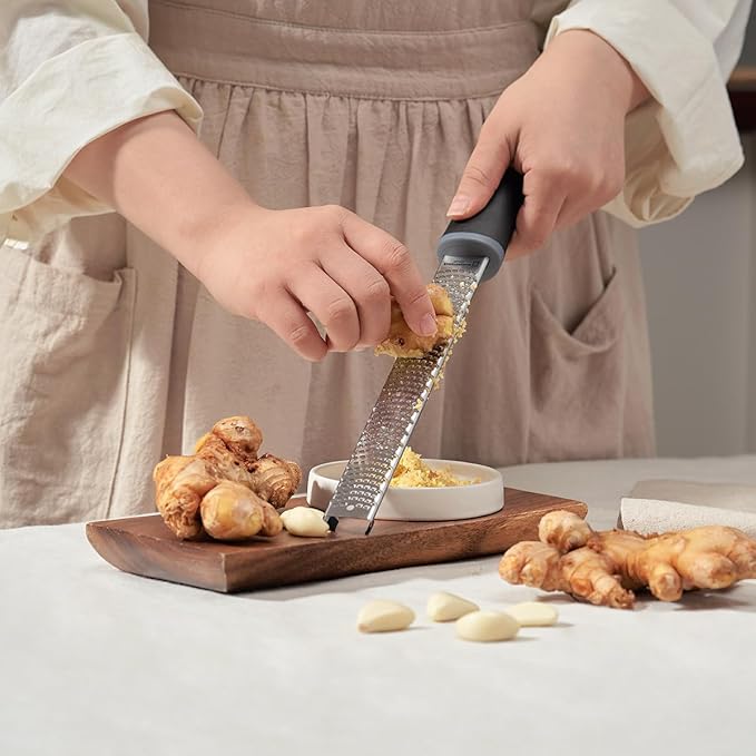 Long Flat Head Stainless Steel Cheese Grater Precision-Engineered Blades, Lemon Ginger Zester Non-Slip Handle, Ideal for Parmesan, Citrus, Spices, Durable Rust-Resistant (12.6" x 1.38")