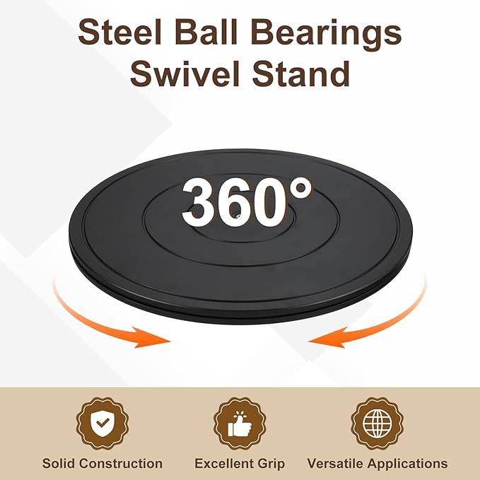 uxcell 2Pcs 16 Inch Rotating Swivel Stand with Steel Ball Bearings, 360 Degree Rotating Lazy Susan Turntable Organizer Round Rotating Plate for TV Sculpture Computers Monitor, Black