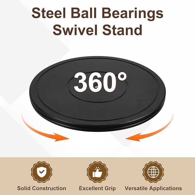 uxcell 12 Inch Rotating Swivel Stand with Steel Ball Bearings, 360 Degree Rotating Lazy Susan Turntable Organizer Round Rotating Plate for TV Sculpture Computers Monitor, Black
