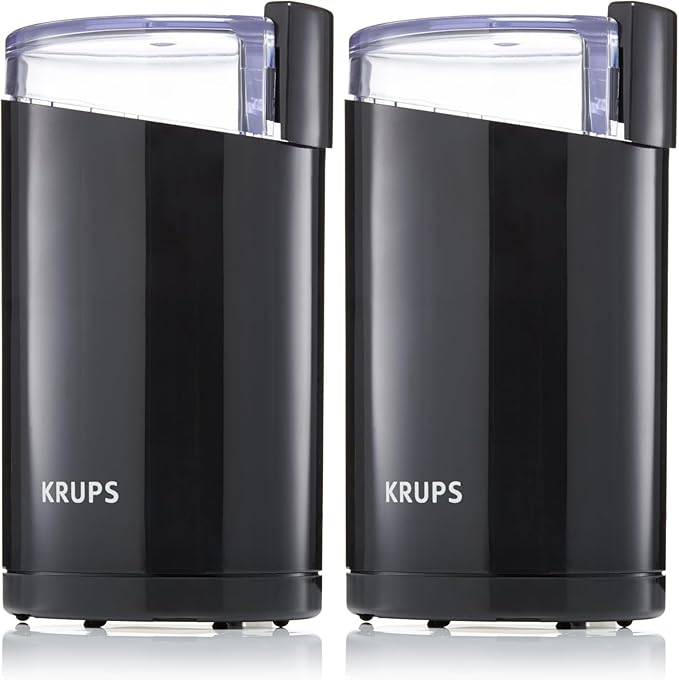 KRUPS Electric Coffee Grinder, Stainless Steel Blades, Black | 3 oz Capacity | 200W Motor | For Coffee Beans, Herbs & Nuts | Pack of 2