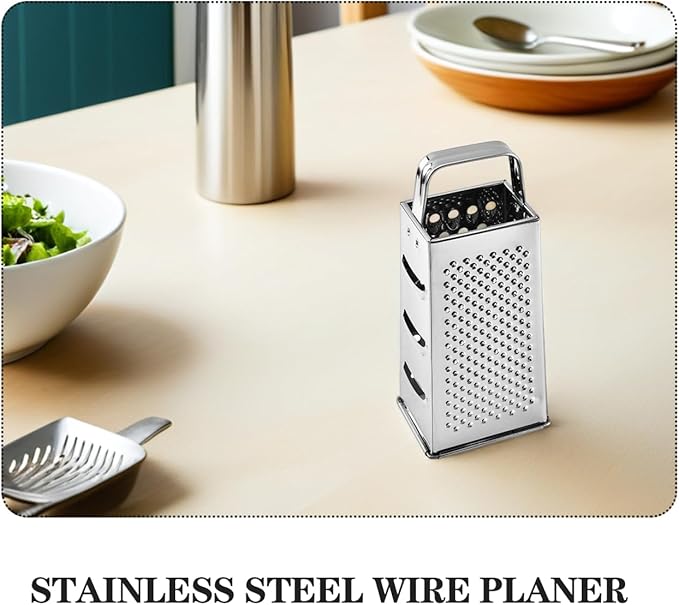 Ciieeo Stainless Steel Kitchen Grater, Multipurpose 4-sides Box Grater, Vegetable Slicer, Cheese Shredder, 9. 64 X 4. 17 X 3. 14 Inch, Silver
