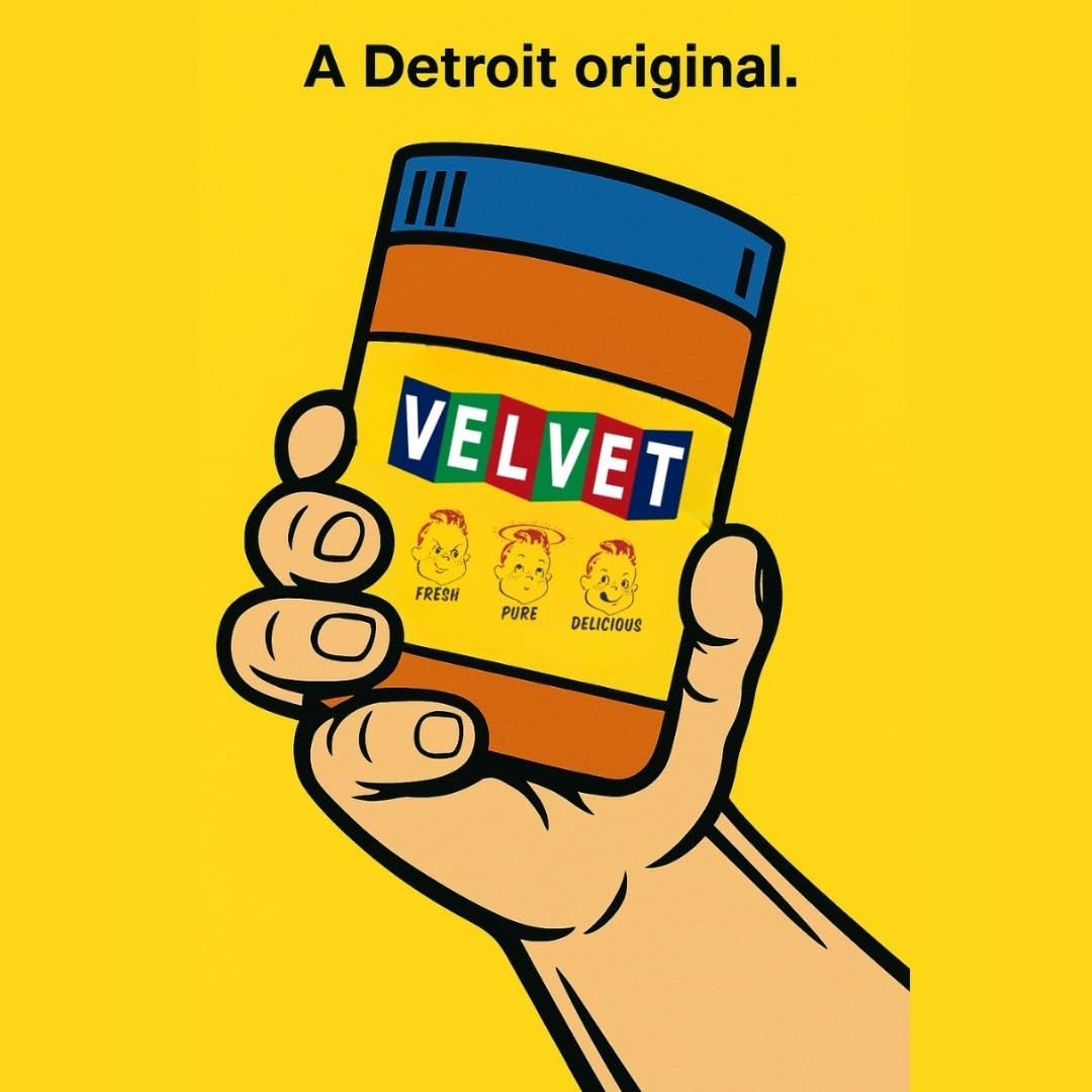 Velvet Peanut Butter, Creamy – Detroit’s Classic Since 1937, Smooth & Nostalgic Spread with “Fresh, Pure, Delicious” Label, Made in the USA, Gluten-Free, Perfect for Sandwiches, Baking & Snacking (18 Ounce Jar)
