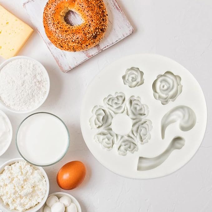 White Dessert Mold Food Grade Mini Rose Flower Teapot Mold Fondant Gum Paste Pastry Baking Molds
