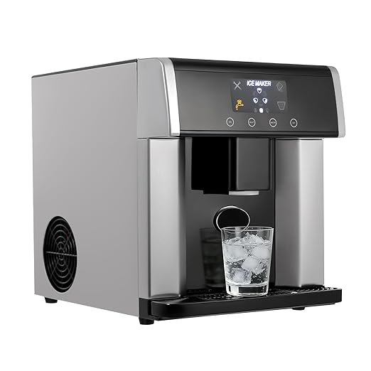2-in-1 Countertop Ice Maker & Cold Water Dispenser, Compact Ice Machine w/Water-Adding Cup & Scoop, Self Dispensing Nugget Ice Maker Countertop for Kitchen Bar Party, Water Tank Capacity 1.8L