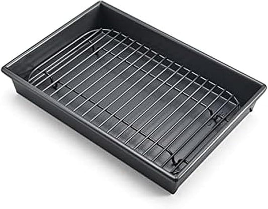 Chicago Metallic Petite Roast Pan Set with Rack, 10x7 inch Nonstick Toaster Oven Baking Pan, Perfect for Single Serving Meals and Small Batch Cooking