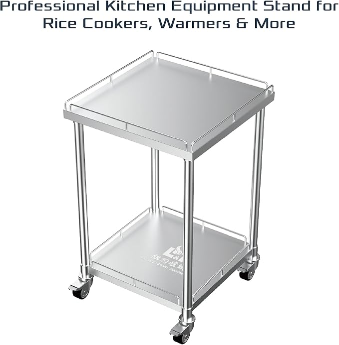 PANTIN® 24" x 24" Stainless Steel Rice Cooker Stand and Cart with Wheels & Brakes, Work Stand & Adjustable Undershelf for Commercial Food Warmer, Large Rice Cookers, PRCWT-2424