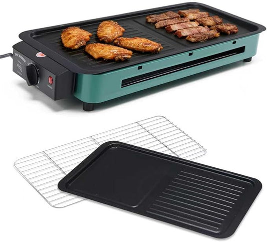 Indoor Grill Smokeless, 1700W Electric Grill Inside House for Kitchen Table, Apartment, Compact Korean BBQ Grill with Non-Stick Cooking Removable Griddle Plate, 7 Temperature Control, Dishwasher Safe