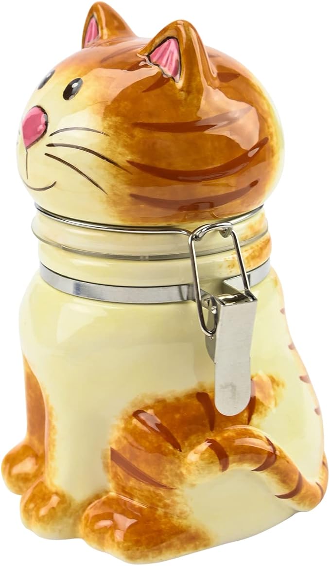 Hand-Painted Earthenware Pretty Kitty Hinged Jar by Boston Warehouse