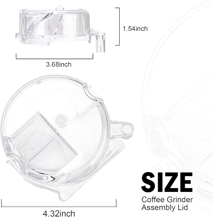 DGB-500GLID Grinder Assembly Lid Replacement for Cuisinart Coffee Grinder Replacement Parts Fits for 12 Cup Cuisinart Coffee Maker Models DGB-550, DGB-600, DGB-625, DGB-650, DGB-500 Clear