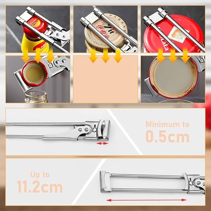 Adjustable Multifunctional Stainless Steel Can Opener, 2026 New Stainless Steel Can Opener Bottle Jar Lid Gripper Household Kitchen Tool, Manual Jar Bottle Opener Kitchen Accessories (3 Pcs)
